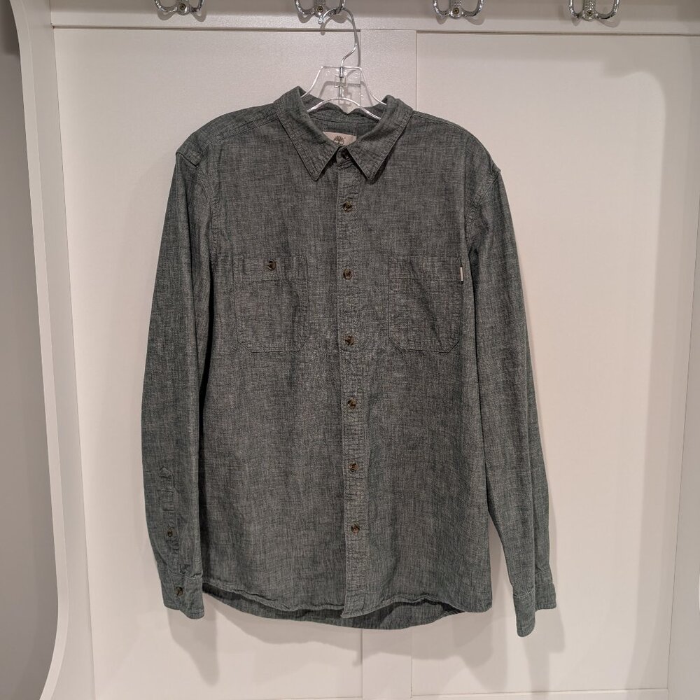 Men's Timberland Long Sleeve Casual Button Down Shirt, Green, L